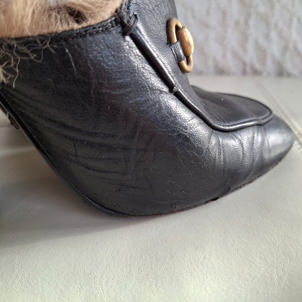 GUCCI Princetown Fur Horsebit Mule Heels Clogs - Picture 7 of 13